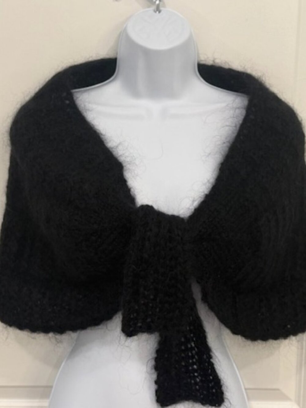 French Connection Black Mohair Shawl Wrap